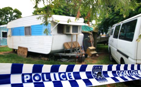 CRIME SCENE: Graham Peter Moore was killed in his caravan at Biloela’s White Cockatoo Accommodation Park. CRIME SCENE: Graham Peter Moore was killed in his caravan at Biloela’s White Cockatoo Accommodation Park.