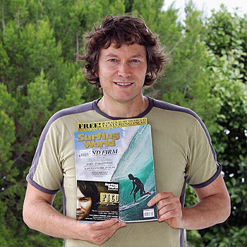 Coolum singer-songwriter Pico holds a copy of this month's Surfing World magazine featuring a CD of his music on the cover. Photo: Mike Garry/scw1399a Coolum singer-songwriter Pico holds a copy of this month's Surfing World magazine featuring a CD of his music on the cover. Photo: Mike Garry/scw1399a