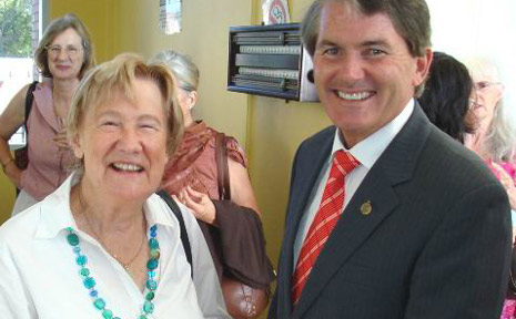Jan Mangleson receives her award from Don Page. Jan Mangleson receives her award from Don Page.