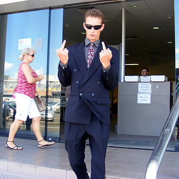 Michael Williamson leaves court after also being fined for spitting. Michael Williamson leaves court after also being fined for spitting.