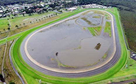 A soggy Coffs Harbour race track. A soggy Coffs Harbour race track.