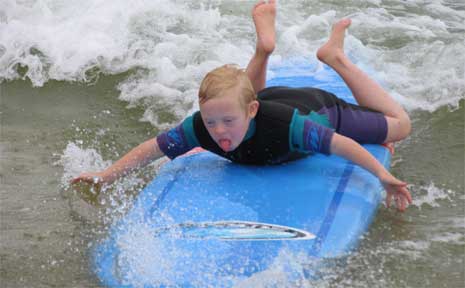 One of the surfers in action. One of the surfers in action.