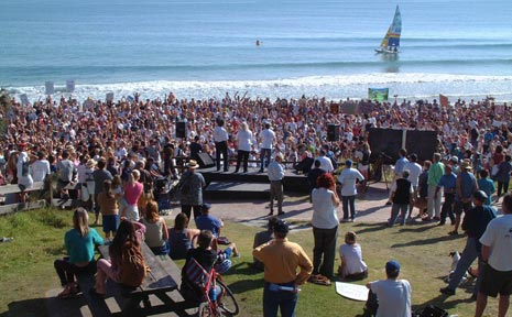 The huge anti-Becton protest gathering at Byron Bay’s Main Beach in 2003. The huge anti-Becton protest gathering at Byron Bay’s Main Beach in 2003.