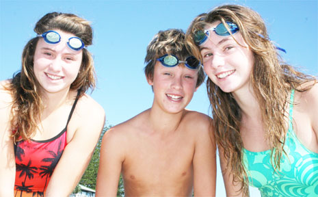 Byron Bay Surf Club members Rebecca (left), Kelly and Dean Templeman of Byron Bay get ready to hit the waves for some last-minute training before the 21st annual Beach Hotel Byron Bay Winter Whales Ocean Swim Classic on Sunday. Rebecca, 16, and Kelly, 13, will participate in the 2.2 kilometre swim, while younger brother Dean, 11, will enter the 800 metre mini swim. It will be the fifth swim for Re Byron Bay Surf Club members Rebecca (left), Kelly and Dean Templeman of Byron Bay get ready to hit the waves for some last-minute training before the 21st annual Beach Hotel Byron Bay Winter Whales Ocean Swim Classic on Sunday. Rebecca, 16, and Kelly, 13, will participate in the 2.2 kilometre swim, while younger brother Dean, 11, will enter the 800 metre mini swim. It will be the fifth swim for Re