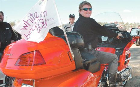 BORN TO RIDE: Robyn Curling, a member of the Rim Valley Ulysses branch from Kentville, sits on a beefy Honda Goldwing during the weekend record attempt ride. BORN TO RIDE: Robyn Curling, a member of the Rim Valley Ulysses branch from Kentville, sits on a beefy Honda Goldwing during the weekend record attempt ride.