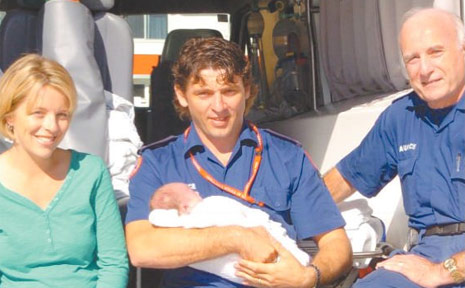 SPECIAL DELIVERY: Yamba paramedic Gavin Bridges reunites with baby Jake, who gave everyone a shock with his speedy arrival. SPECIAL DELIVERY: Yamba paramedic Gavin Bridges reunites with baby Jake, who gave everyone a shock with his speedy arrival.