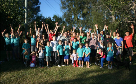 Structural engineer, Tony Baggio (centre) surrounded by jubilant South Golden Beach residents at the site of the Helen Street footbridge. Structural engineer, Tony Baggio (centre) surrounded by jubilant South Golden Beach residents at the site of the Helen Street footbridge.