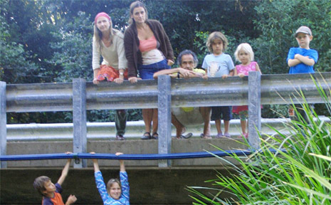 Kids and adults alike love the creek by the bridge at Coral Avenue, Mullumbimby, but fear for its future after a DA has gone in for sports fields further along. (Top, left to right) Sheryl Harper, Sally Tansley, Mehil Beckerman and kids. Kids and adults alike love the creek by the bridge at Coral Avenue, Mullumbimby, but fear for its future after a DA has gone in for sports fields further along. (Top, left to right) Sheryl Harper, Sally Tansley, Mehil Beckerman and kids.