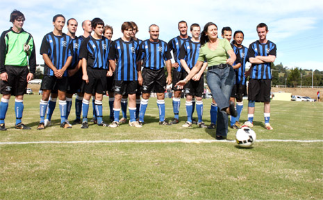 The opening on Saturday was performed by MLC Amanda Fazio, representing Sports Minister Kevin Greene, with mayor Cr Jan Barham (pictured) kicking off in the first soccer game on the new field between Bangalow and Byron Bay premier reserves sides. The opening on Saturday was performed by MLC Amanda Fazio, representing Sports Minister Kevin Greene, with mayor Cr Jan Barham (pictured) kicking off in the first soccer game on the new field between Bangalow and Byron Bay premier reserves sides.