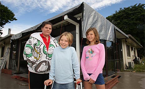 Residents of the Glasshouse Mountains, the Brown family, lost part of their roof at 3am in the storm (from left) Danielle, Sarah and Charley.
Residents of the Glasshouse Mountains, the Brown family, lost part of their roof at 3am in the storm (from left) Danielle, Sarah and Charley.