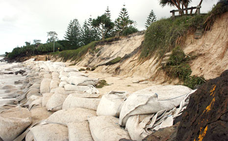 The serious erosion in front of John Vaughan’s Belongil Beach home. The serious erosion in front of John Vaughan’s Belongil Beach home.