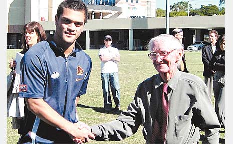 Broncos star Karmichael Hunt (left) congratulates recruitment guru Cyril Connell at the opening of the Cyril Connell Performance Centre in 2007. Broncos star Karmichael Hunt (left) congratulates recruitment guru Cyril Connell at the opening of the Cyril Connell Performance Centre in 2007.