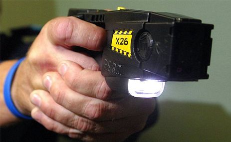 A taser was used to apprehend the man. A taser was used to apprehend the man.