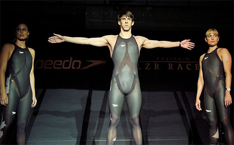 Swimmers model Speedo's latest range of high-tech swim suits. Swimmers model Speedo's latest range of high-tech swim suits.