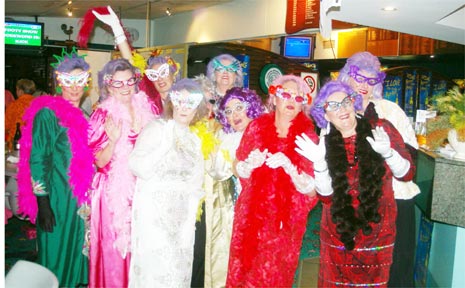 The ‘Dame Ednas’ on parade at the annual Cancer Council fundraiser at the Byron Bay Golf Club last week. Photo: Deb Milgate. The ‘Dame Ednas’ on parade at the annual Cancer Council fundraiser at the Byron Bay Golf Club last week. Photo: Deb Milgate.