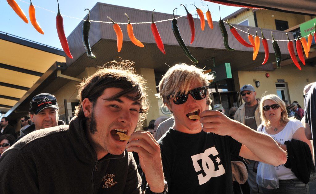 James Tucker and Alex Greenwood try the hot stuff. James Tucker and Alex Greenwood try the hot stuff.