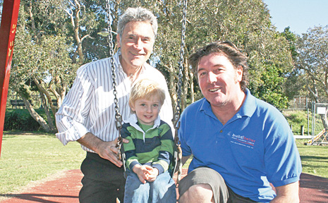 Fatherhood Project CEO Colin George (left) with Steve Dyer from Build Better and Steve’s son Noah, 3. Fatherhood Project CEO Colin George (left) with Steve Dyer from Build Better and Steve’s son Noah, 3.