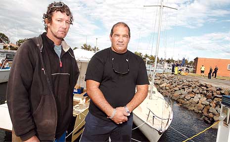 Darren Noltenius and Jon Timmermans took part in a dramatic rescue at Tweed Marina on Tuesday. Darren Noltenius and Jon Timmermans took part in a dramatic rescue at Tweed Marina on Tuesday.