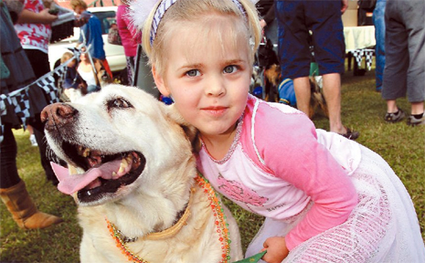 Kaite MacDonald and Jilly the labrador won the large dog best costume prize. Kaite MacDonald and Jilly the labrador won the large dog best costume prize.