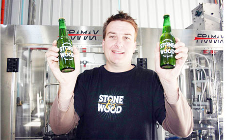 Brad Rogers from Stone and Wood Brewery with the new lager, now available in bottles. Brad Rogers from Stone and Wood Brewery with the new lager, now available in bottles.
