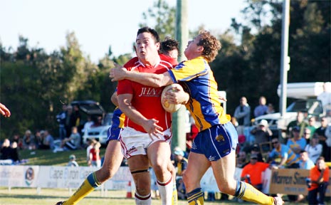 Some of the action in Sunday’s local derby rugby league clash between Byron Bay and Mullumbimby at Red Devil Park. PHOTOS: Gary Chigwidden Some of the action in Sunday’s local derby rugby league clash between Byron Bay and Mullumbimby at Red Devil Park. PHOTOS: Gary Chigwidden