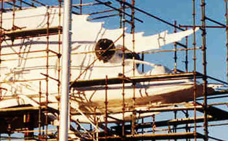 TAKING SHAPE: The Big Prawn being built by Glenn Industries in 1990. It took six months to complete at a cost of $500,000. suppied TAKING SHAPE: The Big Prawn being built by Glenn Industries in 1990. It took six months to complete at a cost of $500,000. suppied
