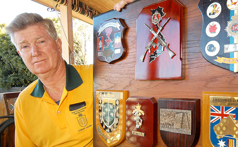 HORRORS OF WAR: Vietnam veteran Darryl Clifford, of Casino, with his unit plaques from the Vietnam War. Mr Clifford served in Vietnam in 1971 and didn’t realise how traumatised he was by his experiences until after he returned home. HORRORS OF WAR: Vietnam veteran Darryl Clifford, of Casino, with his unit plaques from the Vietnam War. Mr Clifford served in Vietnam in 1971 and didn’t realise how traumatised he was by his experiences until after he returned home.