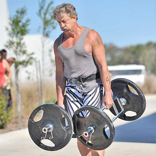 Graham Morton, 53, was the oldest competitor in the Sunshine Coast strongman competition. Photo: Brett Wortman/184449 Graham Morton, 53, was the oldest competitor in the Sunshine Coast strongman competition. Photo: Brett Wortman/184449