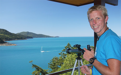 Ben Southall enjoys the view from his home on Hamilton Island. Ben Southall enjoys the view from his home on Hamilton Island.