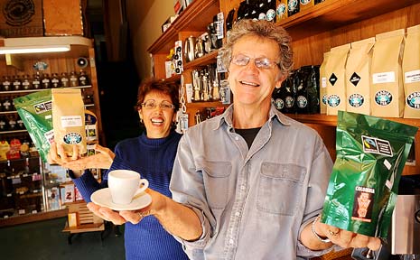 Caddies Coffee owner Bill Sheaffe, and mail-order co-ordinator Nita Primiano, with some of their business products. Caddies Coffee owner Bill Sheaffe, and mail-order co-ordinator Nita Primiano, with some of their business products.