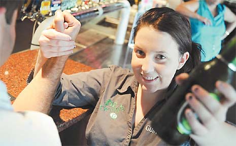Ash Webb demonstrates her strength in an arm-wrestle at Dicey's. Ash Webb demonstrates her strength in an arm-wrestle at Dicey's.
