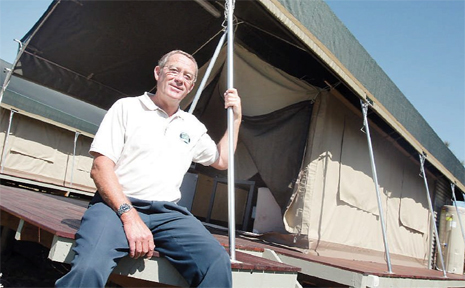 Richard Adams shows off one of the new luxury Surfari tents with the works, available for budget family accommodation at Hasting's Holiday Park. Richard Adams shows off one of the new luxury Surfari tents with the works, available for budget family accommodation at Hasting's Holiday Park.