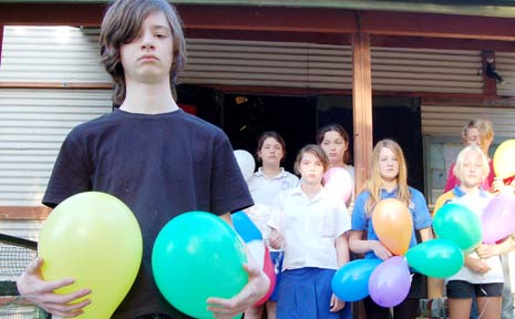 BALLOON BOY: Year 7 Mullumbimby High School student Danyon Saxe-Wilson is calling for Australians to attach colourful balloons to their letterboxes in memory of school mate Jai Morcom. BALLOON BOY: Year 7 Mullumbimby High School student Danyon Saxe-Wilson is calling for Australians to attach colourful balloons to their letterboxes in memory of school mate Jai Morcom.