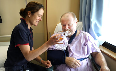 BACK TO HEALTH: Physiotherapist Kirsty Watson works with Ian Mackay at Rockhampton Hospital. BACK TO HEALTH: Physiotherapist Kirsty Watson works with Ian Mackay at Rockhampton Hospital.