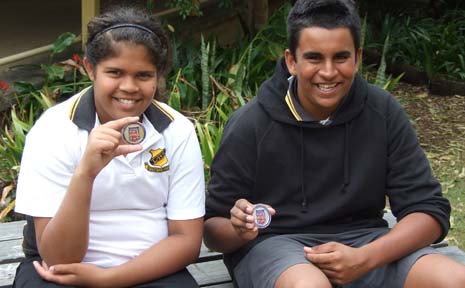 MEDAL WINNERS: Kandisha King and Brandon Harrington show the medals they won at the State championships in Sydney MEDAL WINNERS: Kandisha King and Brandon Harrington show the medals they won at the State championships in Sydney