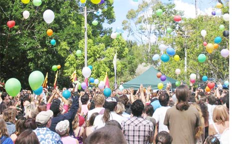 Dozens of balloons are released at the close of the celebration for the life of Jai Morcom in Mullumbimby last Saturday. Dozens of balloons are released at the close of the celebration for the life of Jai Morcom in Mullumbimby last Saturday.