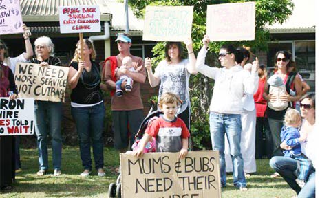 Parents and children protested in Bangalow last week about cuts to early childhood services. Parents and children protested in Bangalow last week about cuts to early childhood services.