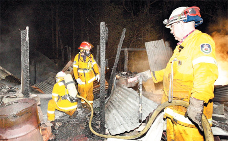 FIRE destroyed and threatened a bungalow on Pollards Road in Dulguigan last night. FIRE destroyed and threatened a bungalow on Pollards Road in Dulguigan last night.