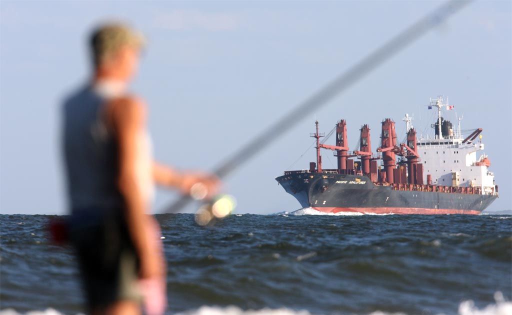 The Pacific Adventurer passes the Sunshine Coast after repairs to tanks that ruptured and spilled 27 tonnes of fuel into Moreton Bay. The Pacific Adventurer passes the Sunshine Coast after repairs to tanks that ruptured and spilled 27 tonnes of fuel into Moreton Bay.