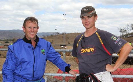 HAPPY HELPERS: Damian Roberts and Matt Hibble have both spent many hours working on the new lights at the Fitzroy Park Raceway. HAPPY HELPERS: Damian Roberts and Matt Hibble have both spent many hours working on the new lights at the Fitzroy Park Raceway.