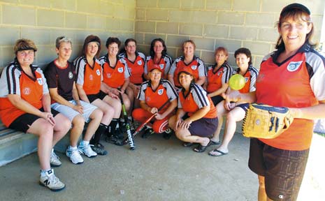 TUNING UP: Lismore Masters Games softballers will head to Sydney for the World Masters Games next month. They are, back from left, Lee Millward, Jenny Curry, Kimm Giacobetti, Trish Claydon, Vicki Morris, Val McLean, Lynne Brown, Julie Cowan, Sandra Cowan; front, Tracey Johnson, Sharon Hinds, Suellen Purshe. TUNING UP: Lismore Masters Games softballers will head to Sydney for the World Masters Games next month. They are, back from left, Lee Millward, Jenny Curry, Kimm Giacobetti, Trish Claydon, Vicki Morris, Val McLean, Lynne Brown, Julie Cowan, Sandra Cowan; front, Tracey Johnson, Sharon Hinds, Suellen Purshe.