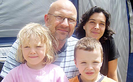 The van den Berg family (from left) Lauren, Henry, Aaron and Lydia are saving money on their travels by camping out. The van den Berg family (from left) Lauren, Henry, Aaron and Lydia are saving money on their travels by camping out.