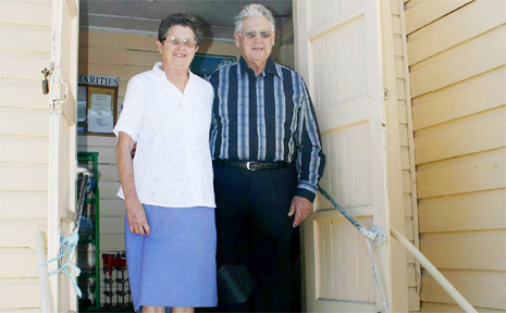 Then and now ... Neil and Loretta Lamb on their wedding day at Byron Bay’s St Paul’s Anglican Church (right) and celebrating 50 years of marriage. Then and now ... Neil and Loretta Lamb on their wedding day at Byron Bay’s St Paul’s Anglican Church (right) and celebrating 50 years of marriage.