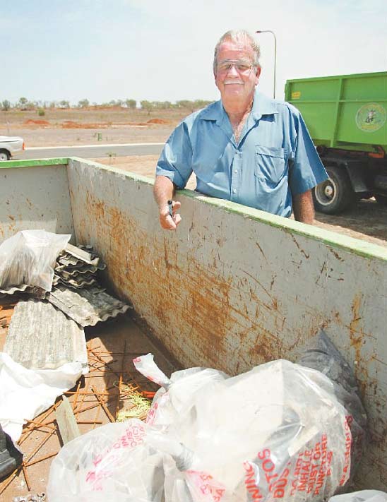 Gracemere builder Col Lovejob is frustrated after a large load of asbestos was illegally dumped in his worksite industrial bin. Gracemere builder Col Lovejob is frustrated after a large load of asbestos was illegally dumped in his worksite industrial bin.