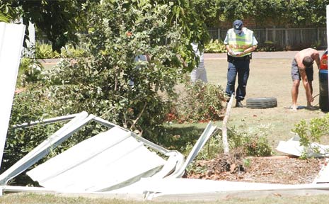 A section of a fence around a house near the Walker-Branyan Street roundabout was destroyed. Photo: Ron Burgin A section of a fence around a house near the Walker-Branyan Street roundabout was destroyed. Photo: Ron Burgin