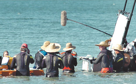 Production crew members have spent days in Hervey Bay waters filming scenes for movie The Reef. Production crew members have spent days in Hervey Bay waters filming scenes for movie The Reef.