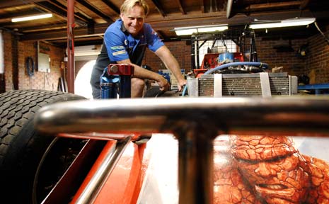 KEEN AS MUSTARD: Ray ‘Rock Man’ Eggins, of South Lismore, with his V8 Dirt Modified machine, complete with the Fantastic Four’s The Thing character. Eggins will race in the Lord Mayor’s Cup, Lismore Speedway’s 2009-10 season opener, on November 7. His car will be on display at the Mecca Cafe in Lismore that morning. KEEN AS MUSTARD: Ray ‘Rock Man’ Eggins, of South Lismore, with his V8 Dirt Modified machine, complete with the Fantastic Four’s The Thing character. Eggins will race in the Lord Mayor’s Cup, Lismore Speedway’s 2009-10 season opener, on November 7. His car will be on display at the Mecca Cafe in Lismore that morning.