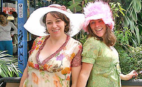 Nimbin Community Preschool mums Sian Evans (left) and Loey Elphick are all frocked up for the preschool’s Melbourne Cup High Tea fundraiser in Nimbin next Tuesday. Nimbin Community Preschool mums Sian Evans (left) and Loey Elphick are all frocked up for the preschool’s Melbourne Cup High Tea fundraiser in Nimbin next Tuesday.