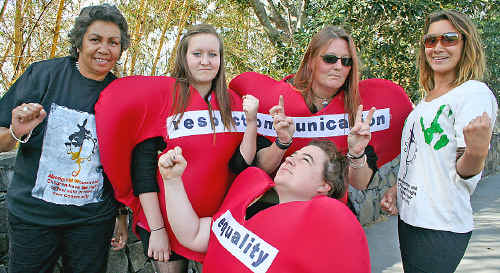 Expecting respect – Maryanne, Jazelle, Kellie, Elana and Amber get ready to Reclaim the Night on Friday. Expecting respect – Maryanne, Jazelle, Kellie, Elana and Amber get ready to Reclaim the Night on Friday.