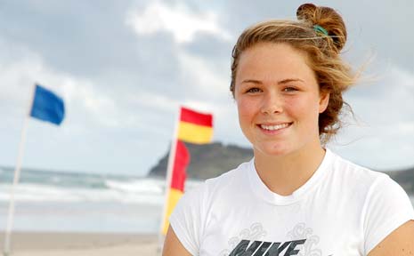 LUCKY: Zahli Lowe’s paddleboard was bitten by a shark at Lennox. LUCKY: Zahli Lowe’s paddleboard was bitten by a shark at Lennox.